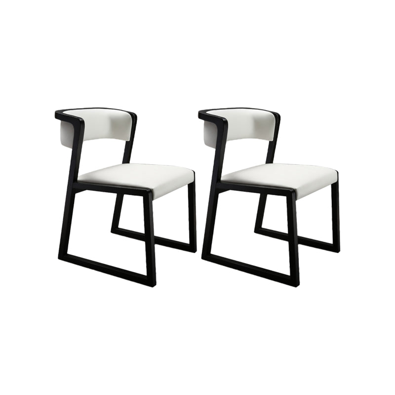 Open Back Kitchen Dining Chairs Upholstered Chairs with Solid Wood Base