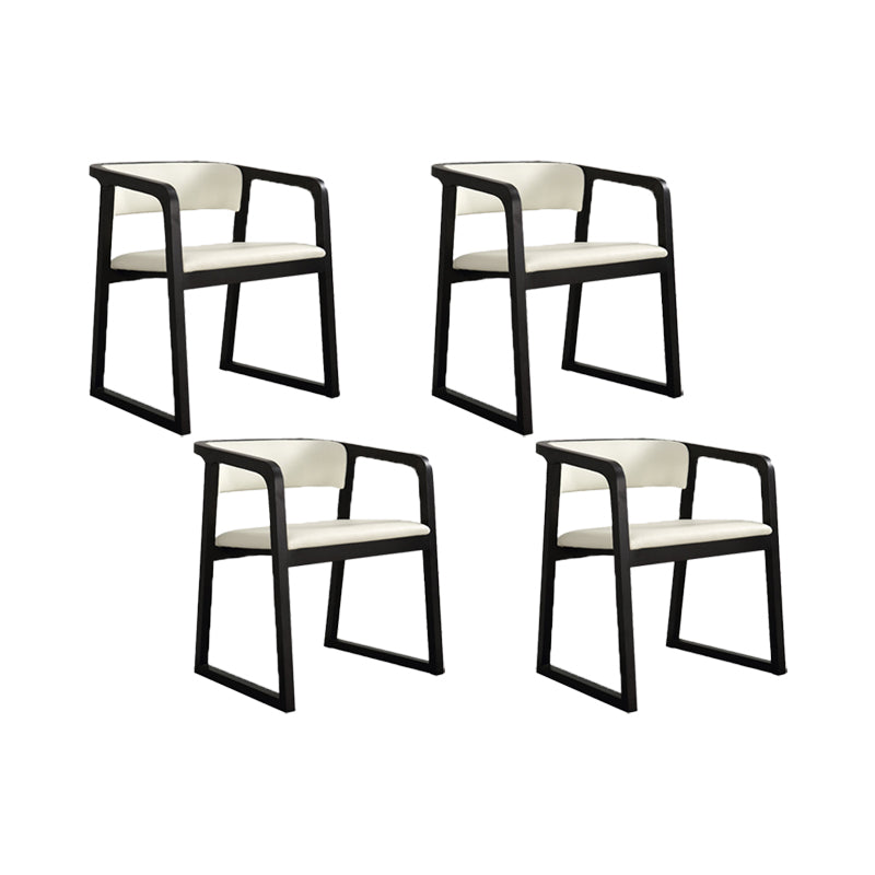 Open Back Kitchen Dining Chairs Upholstered Chairs with Solid Wood Base