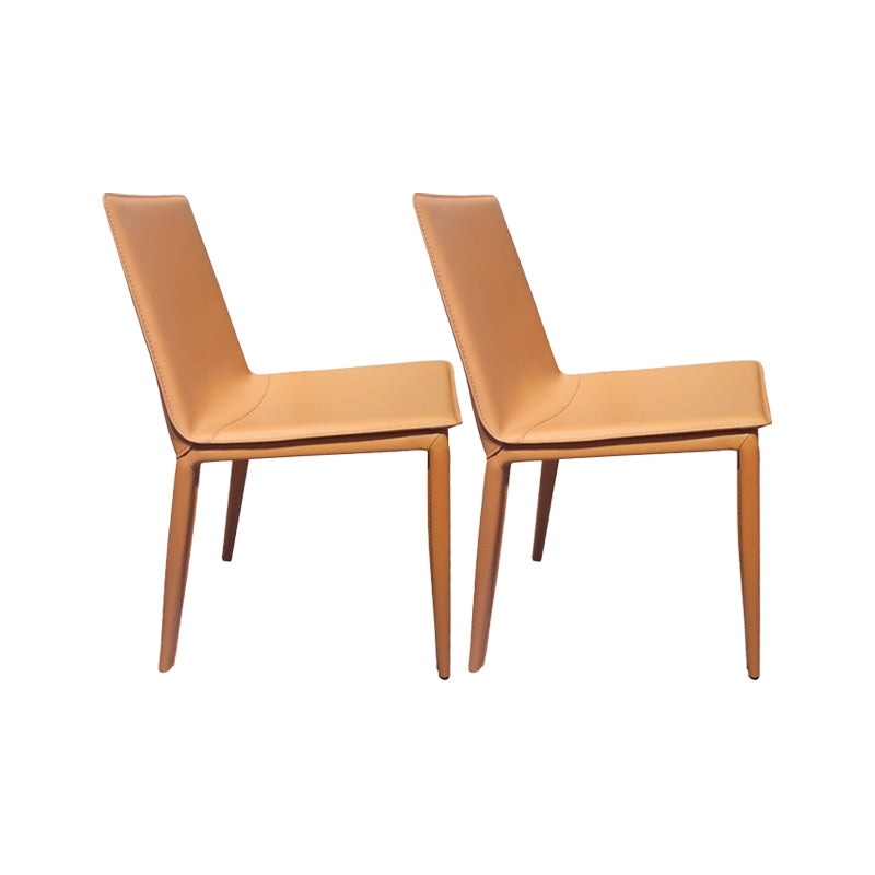 Faux Leather Dining Chairs Contemporary Side Chairs with Metal Base