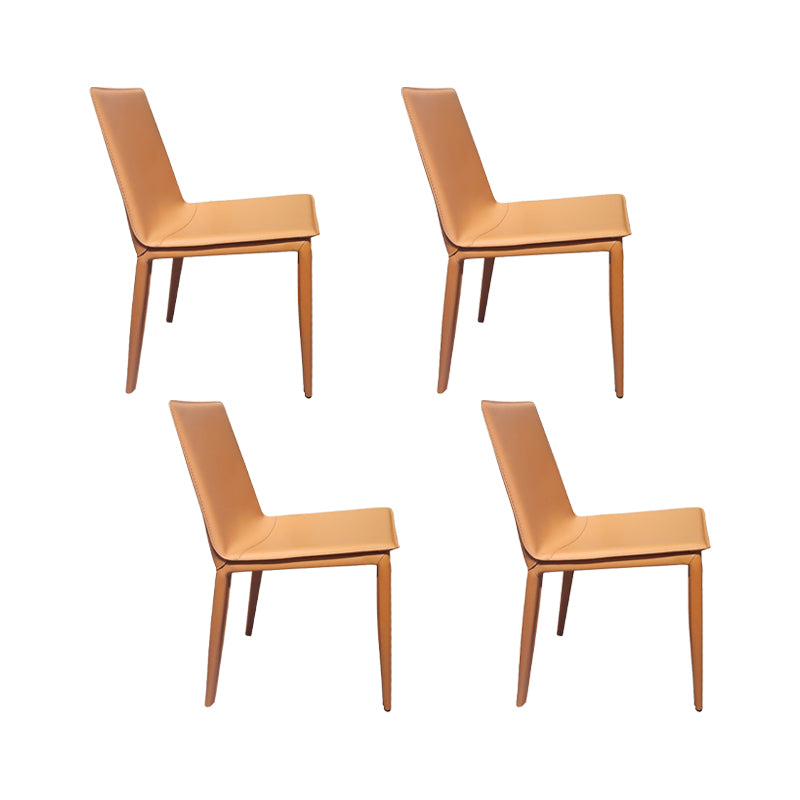 Faux Leather Dining Chairs Contemporary Side Chairs with Metal Base