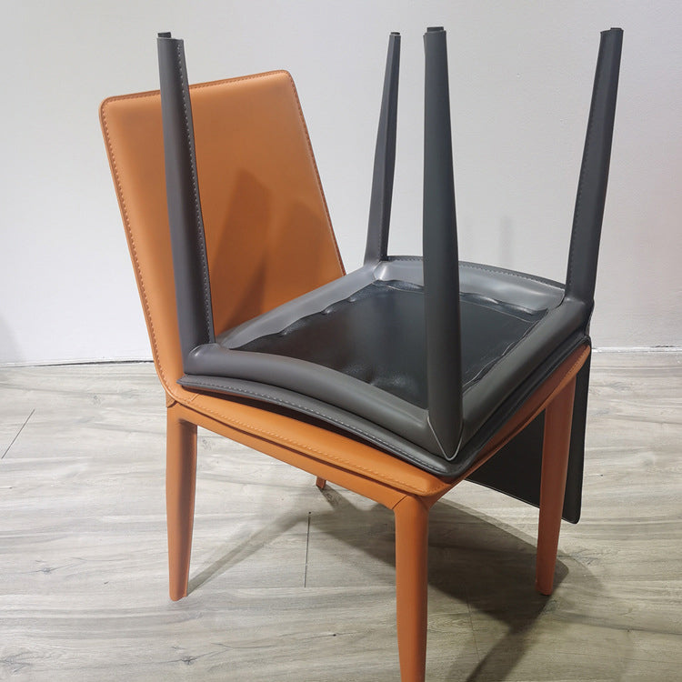 Faux Leather Dining Chairs Contemporary Side Chairs with Metal Base