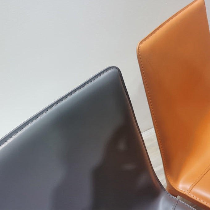 Faux Leather Dining Chairs Contemporary Side Chairs with Metal Base