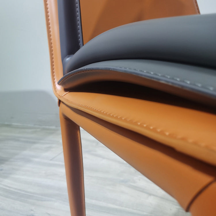 Faux Leather Dining Chairs Contemporary Side Chairs with Metal Base