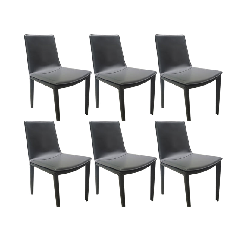 Faux Leather Dining Chairs Contemporary Side Chairs with Metal Base