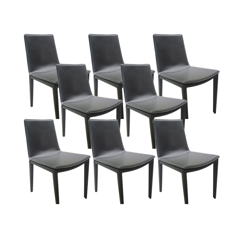 Faux Leather Dining Chairs Contemporary Side Chairs with Metal Base