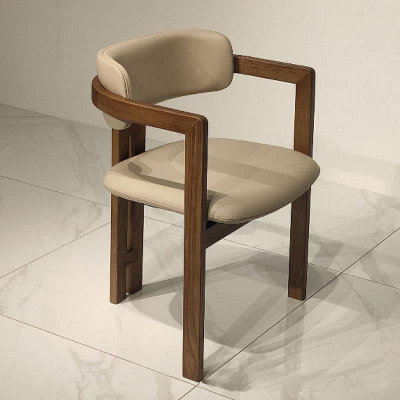 Upholstered Dining Chairs Contemporary Arm Chairs with Wood Base