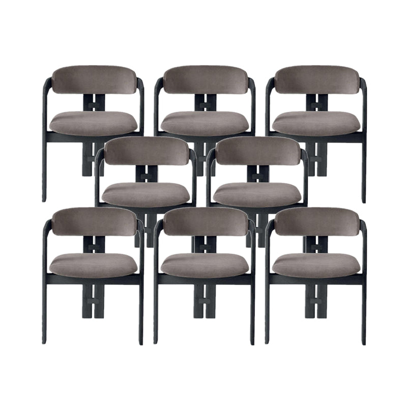 Upholstered Dining Chairs Contemporary Arm Chairs with Wood Base