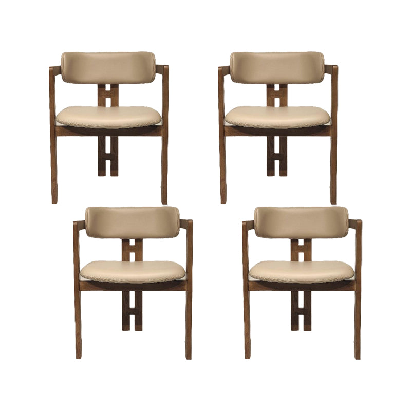 Upholstered Dining Chairs Contemporary Arm Chairs with Wood Base