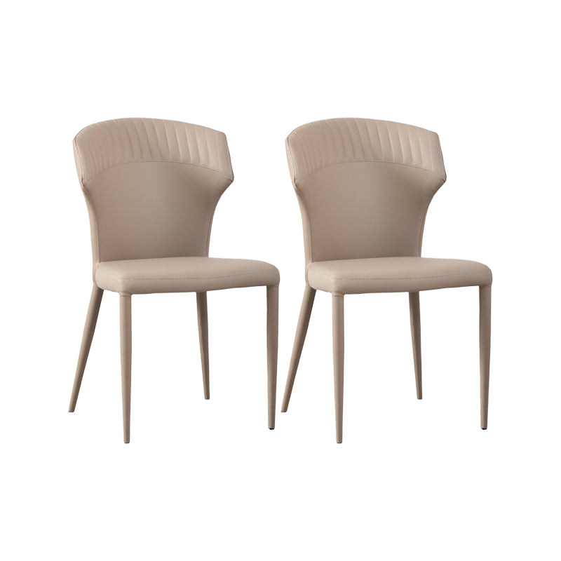 Faux Leather Dining Chairs Wingback Side Chairs with Metal Base