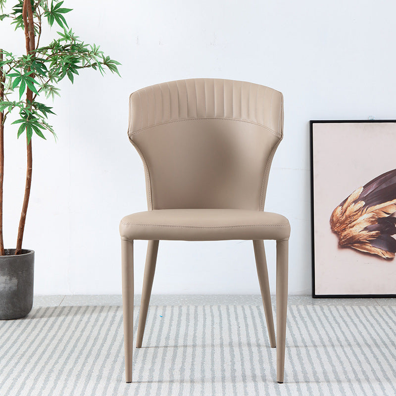 Faux Leather Dining Chairs Wingback Side Chairs with Metal Base