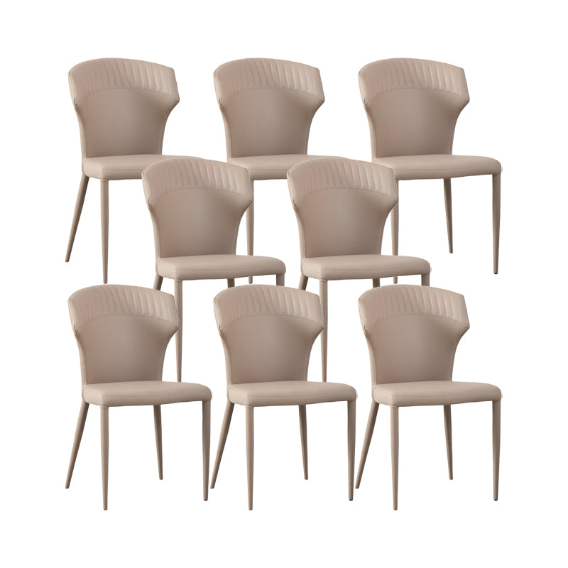 Faux Leather Dining Chairs Wingback Side Chairs with Metal Base