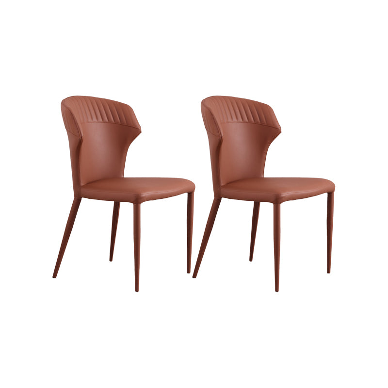 Faux Leather Dining Chairs Wingback Side Chairs with Metal Base