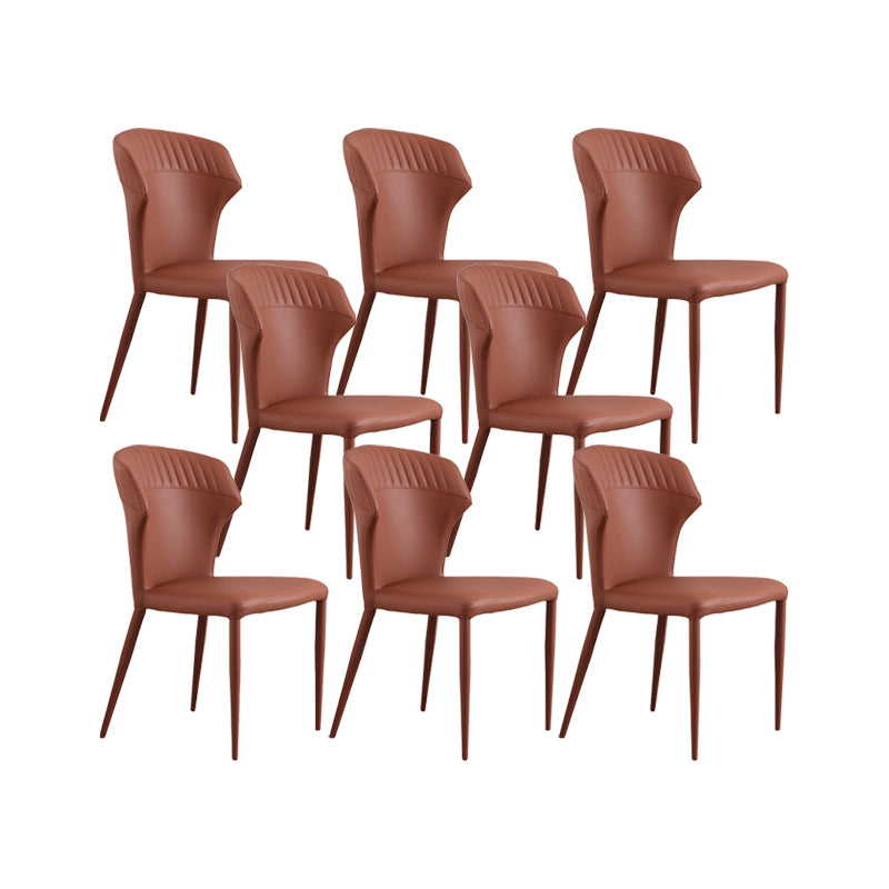 Faux Leather Dining Chairs Wingback Side Chairs with Metal Base