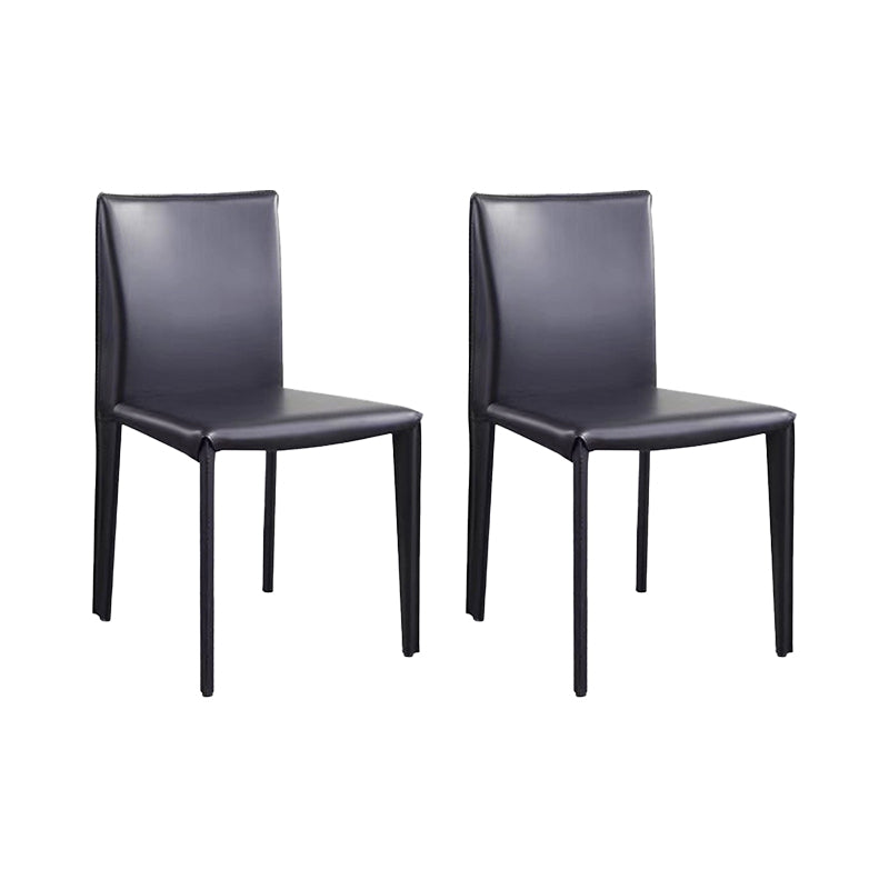 Contemporary Faux Leather Dining Chairs Armless Chairs with Metal Base