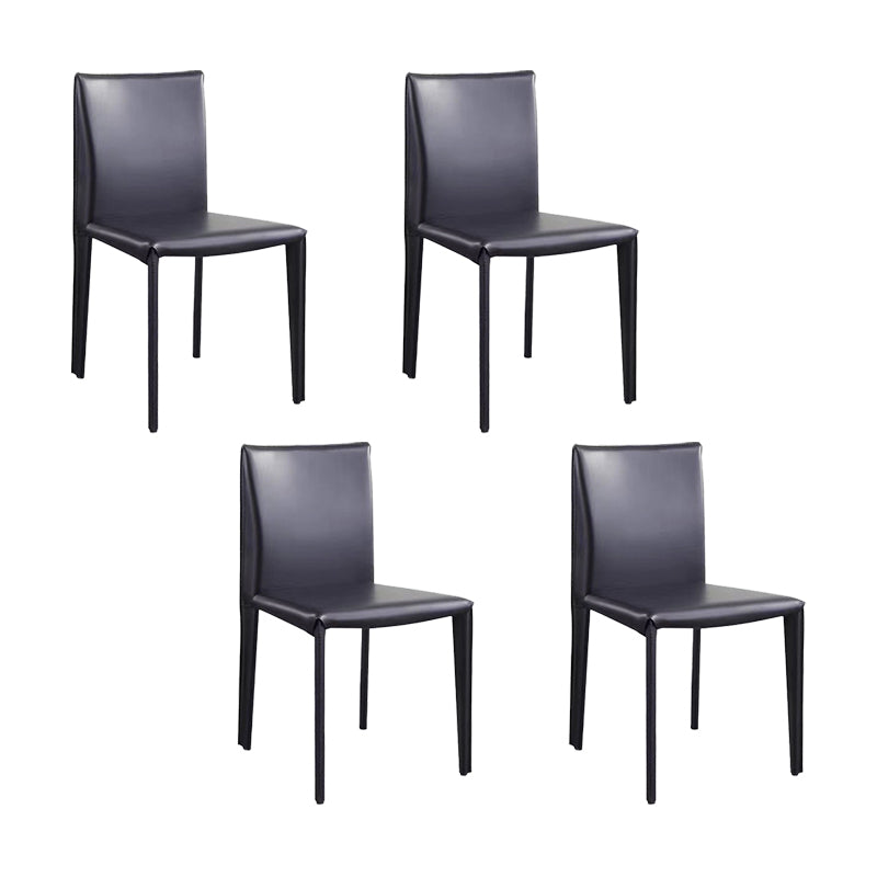 Contemporary Faux Leather Dining Chairs Armless Chairs with Metal Base