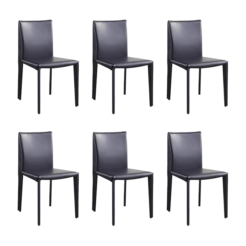 Contemporary Faux Leather Dining Chairs Armless Chairs with Metal Base