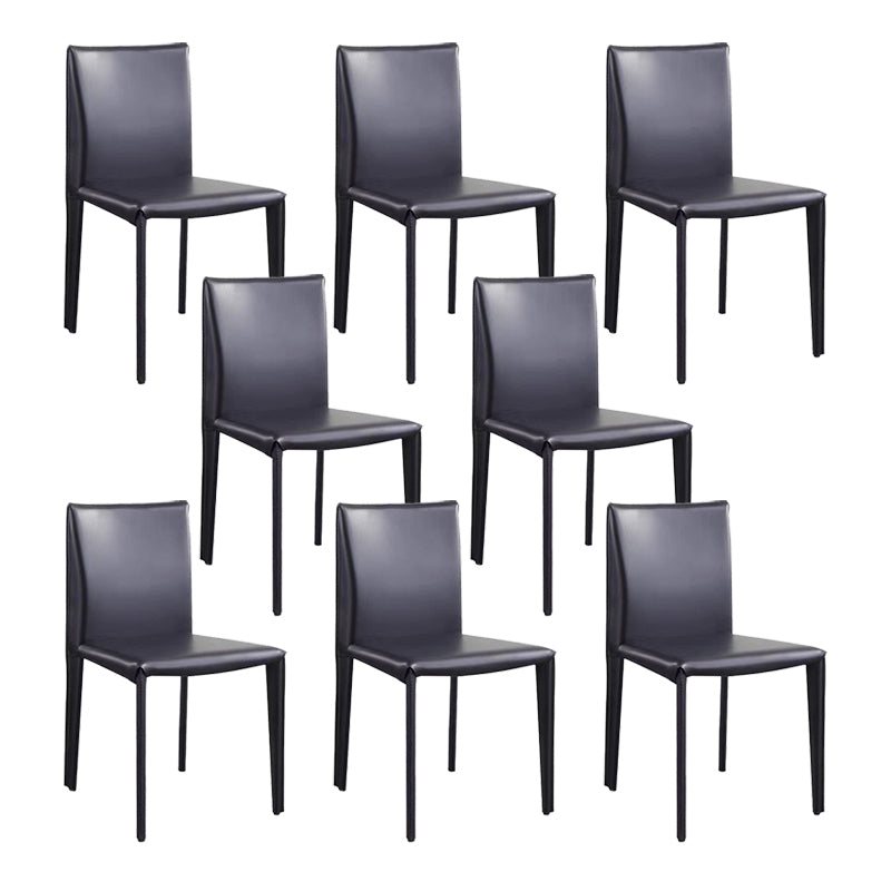 Contemporary Faux Leather Dining Chairs Armless Chairs with Metal Base