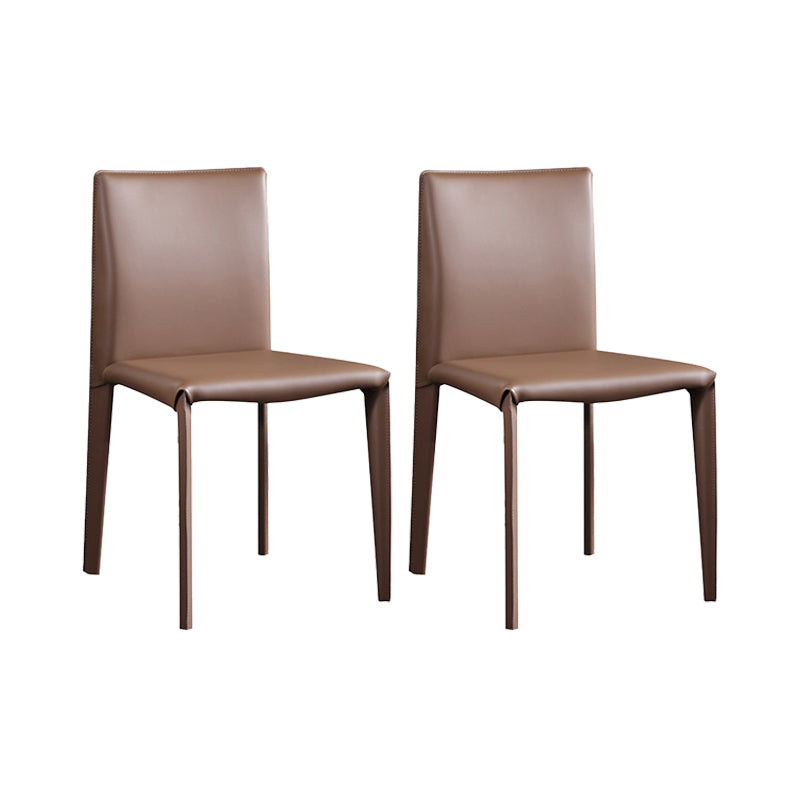 Contemporary Faux Leather Dining Chairs Armless Chairs with Metal Base
