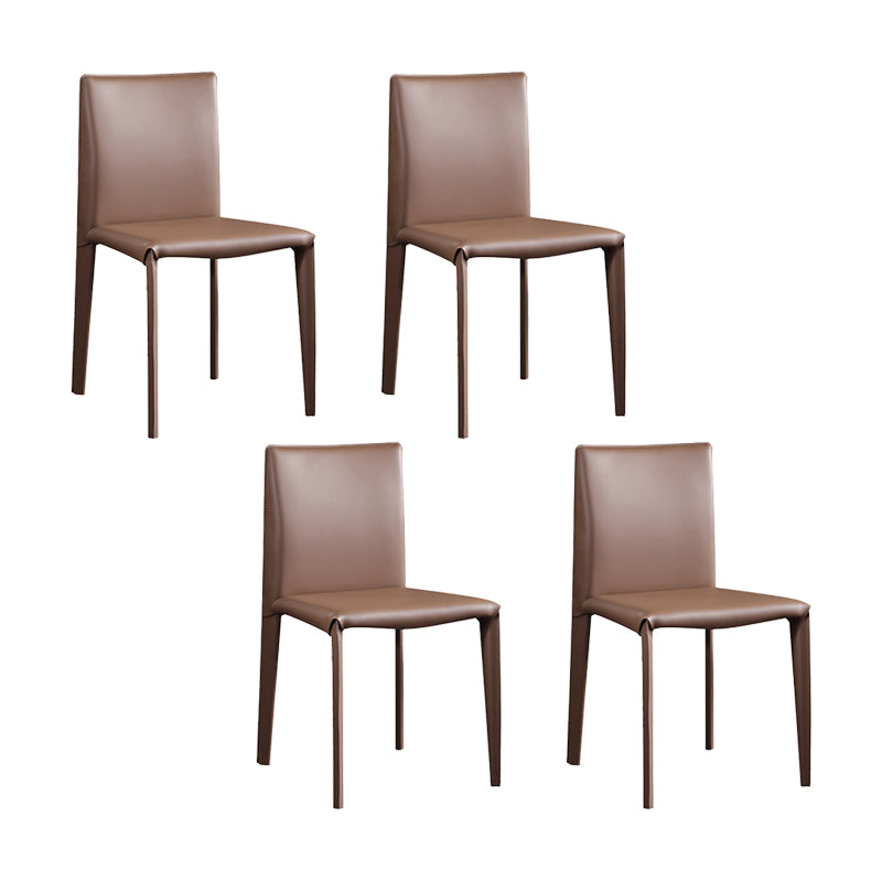 Contemporary Faux Leather Dining Chairs Armless Chairs with Metal Base