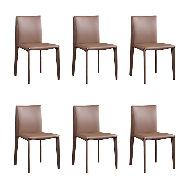 Contemporary Faux Leather Dining Chairs Armless Chairs with Metal Base