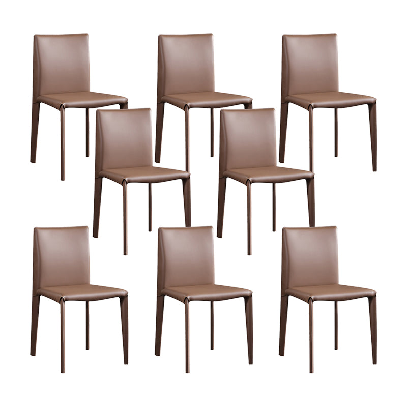 Contemporary Faux Leather Dining Chairs Armless Chairs with Metal Base