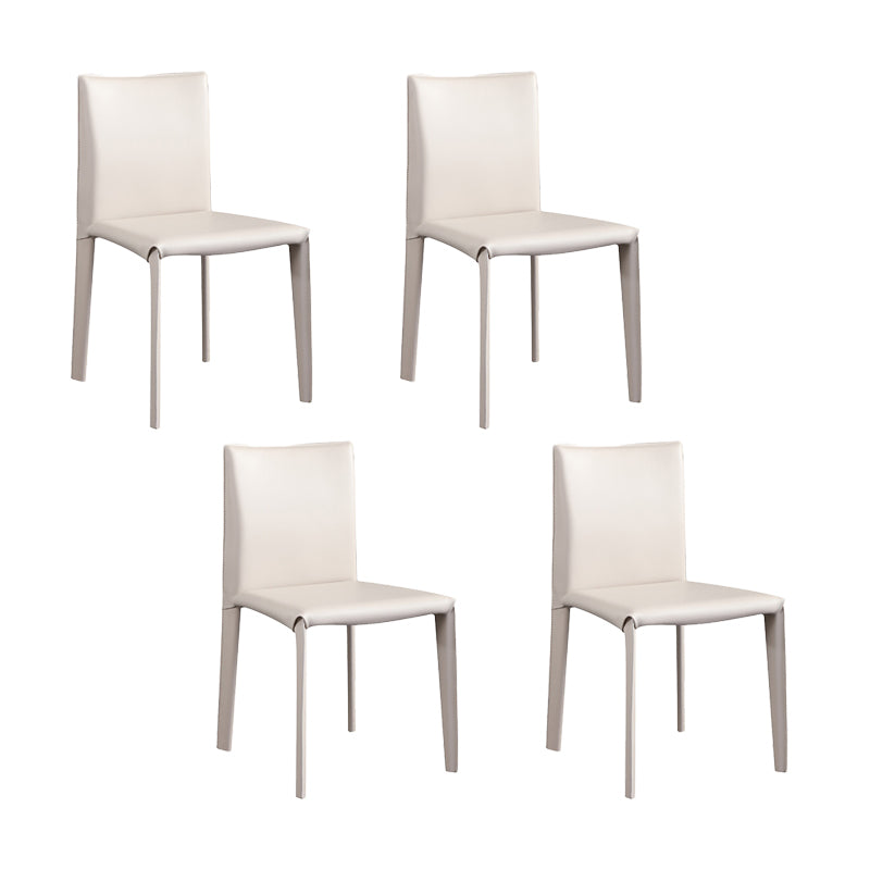 Contemporary Faux Leather Dining Chairs Armless Chairs with Metal Base