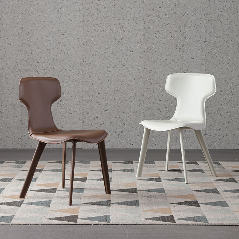 Faux Leather Dining Chairs Contemporary Arm Chairs with Metal Base