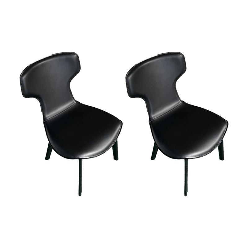 Faux Leather Dining Chairs Contemporary Arm Chairs with Metal Base