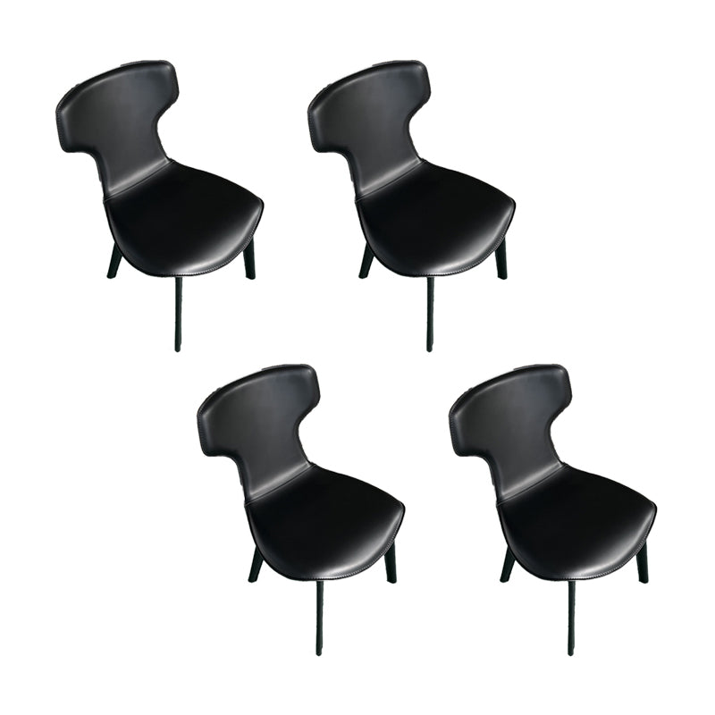 Faux Leather Dining Chairs Contemporary Arm Chairs with Metal Base