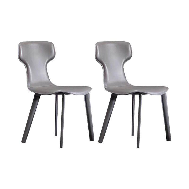 Faux Leather Dining Chairs Contemporary Arm Chairs with Metal Base