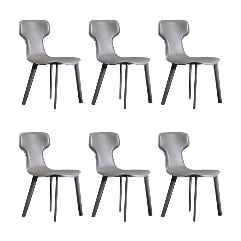 Faux Leather Dining Chairs Contemporary Arm Chairs with Metal Base