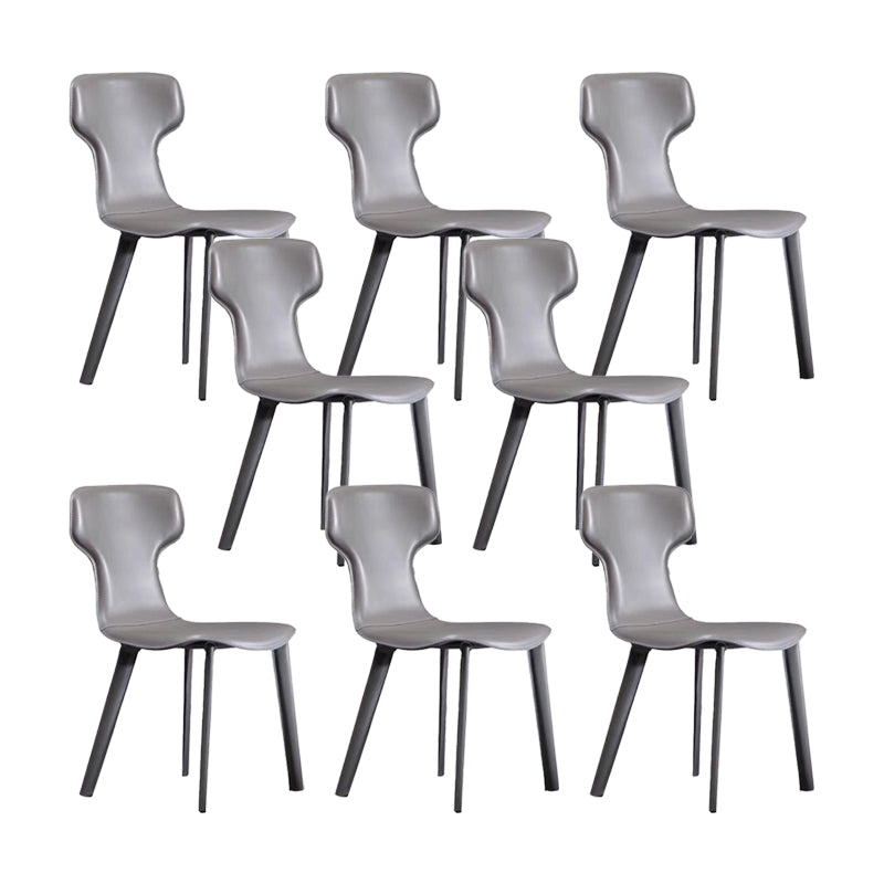 Faux Leather Dining Chairs Contemporary Arm Chairs with Metal Base