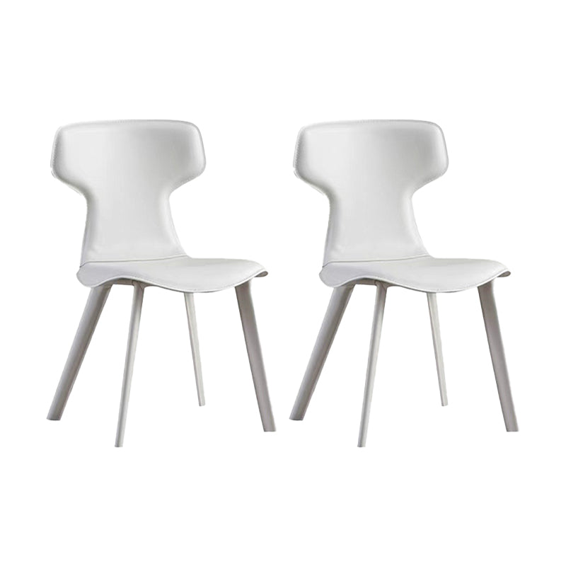 Faux Leather Dining Chairs Contemporary Arm Chairs with Metal Base