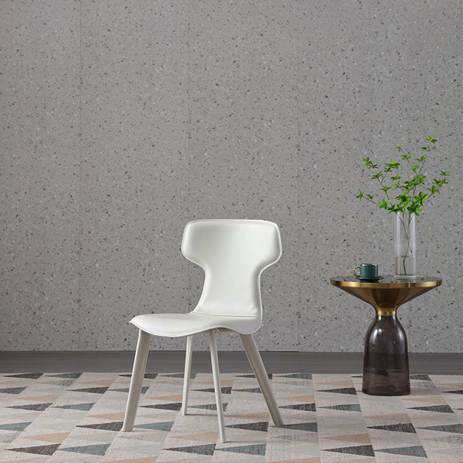 Faux Leather Dining Chairs Contemporary Arm Chairs with Metal Base