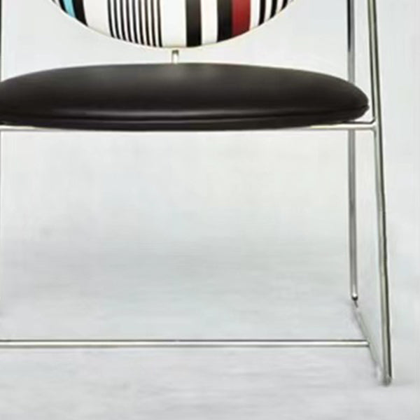 Faux Leathe Dining Chairs Upholstered Arm Chairs with Metal Base