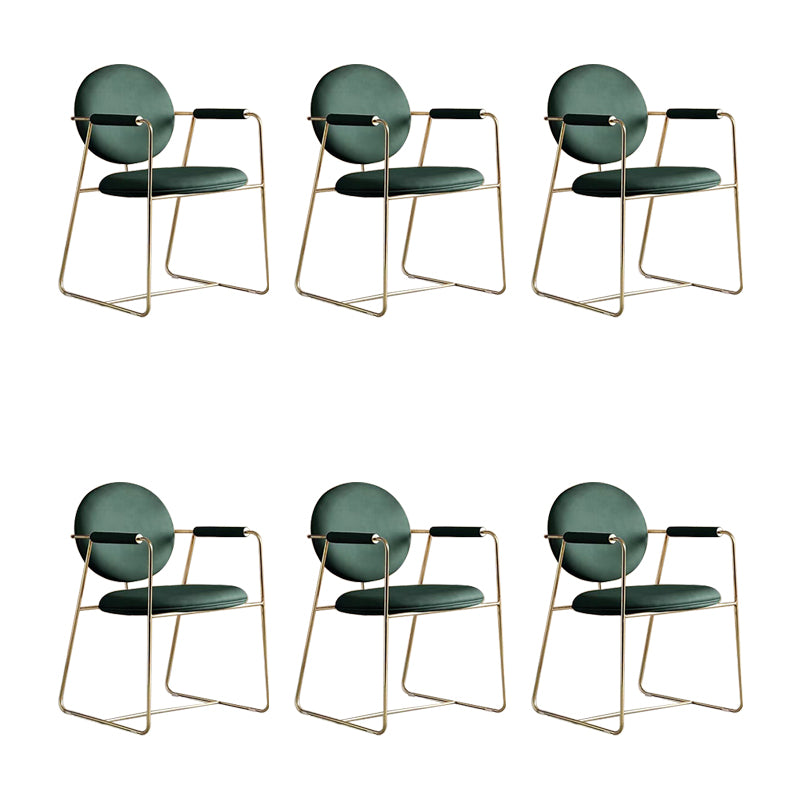Faux Leathe Dining Chairs Upholstered Arm Chairs with Metal Base