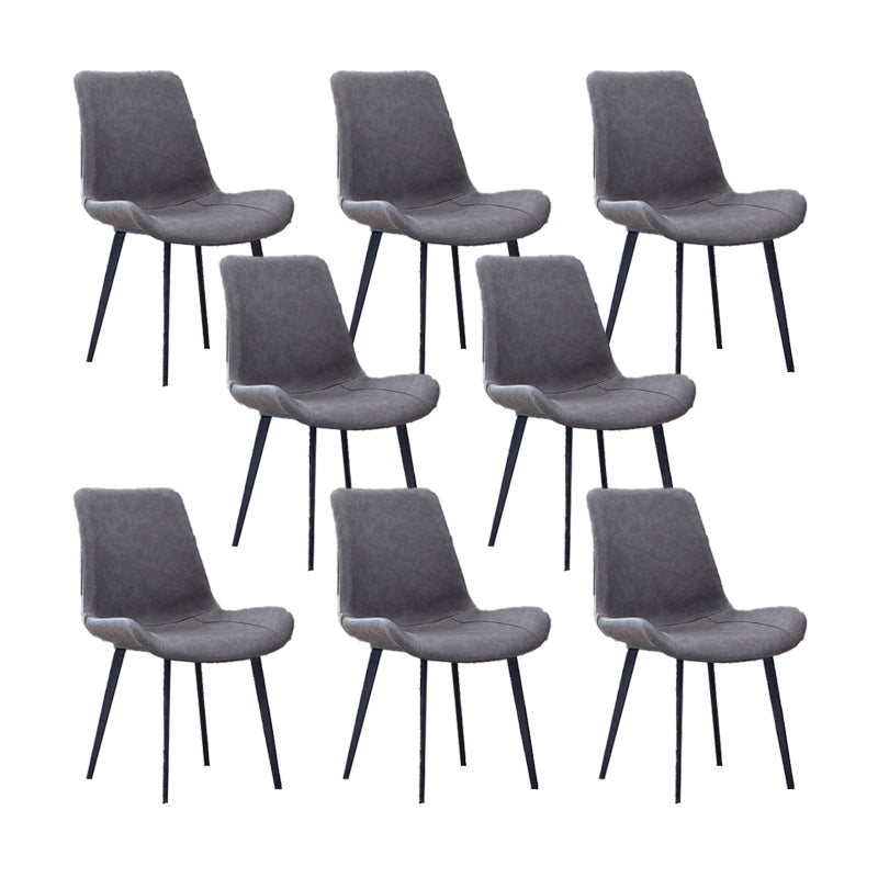 Faux Leather Dining Chairs Contemporary Armless Chairs with Metal Base