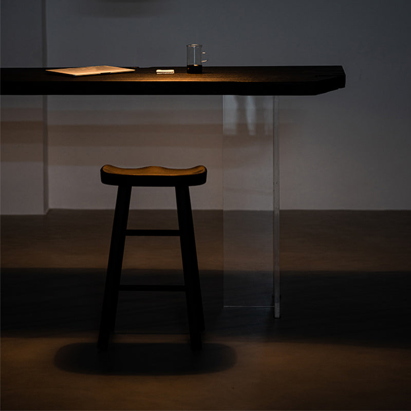 Modern Style Counter Stool Black Solid Wood Bar Stool for Indoor