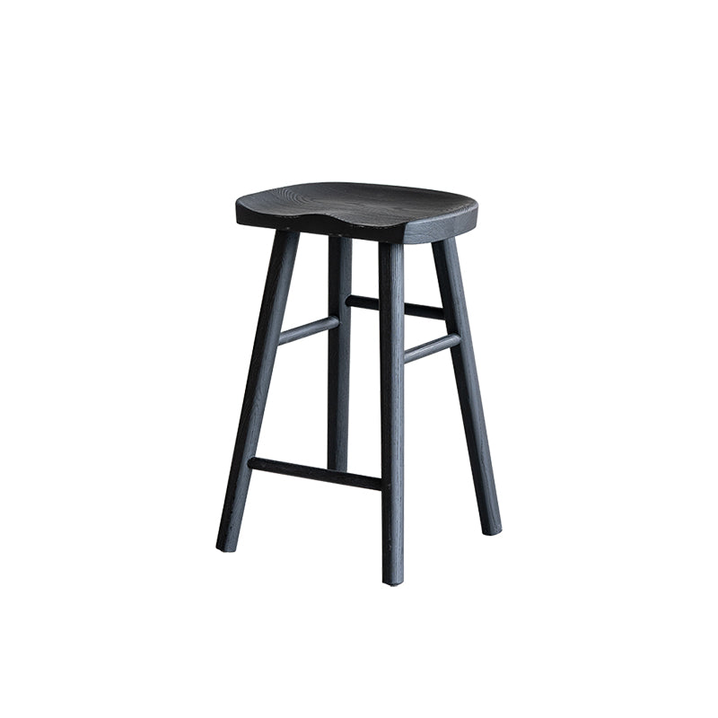 Modern Style Counter Stool Black Solid Wood Bar Stool for Indoor