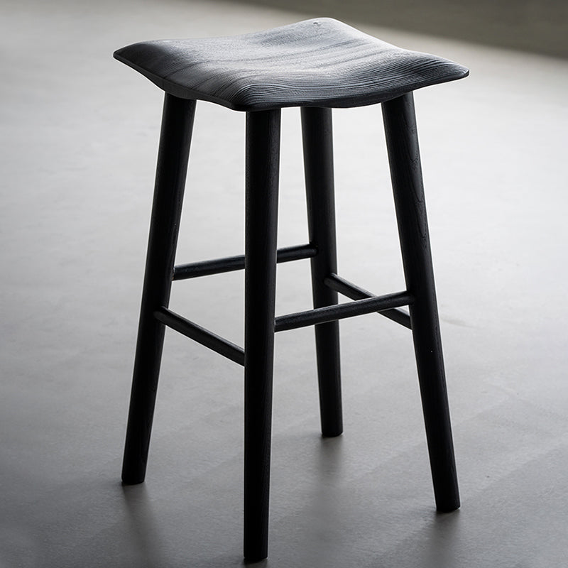 Modern Style Counter Stool Black Solid Wood Bar Stool for Indoor