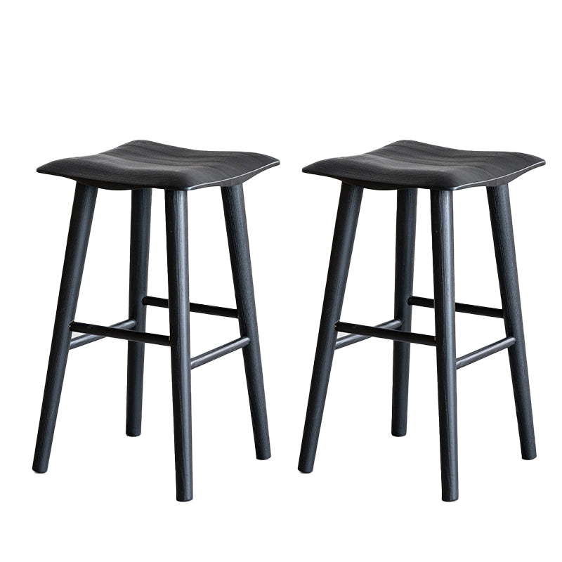 Modern Style Counter Stool Black Solid Wood Bar Stool for Indoor