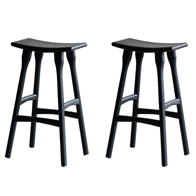 Modern Style Counter Stool Black Solid Wood Bar Stool for Indoor