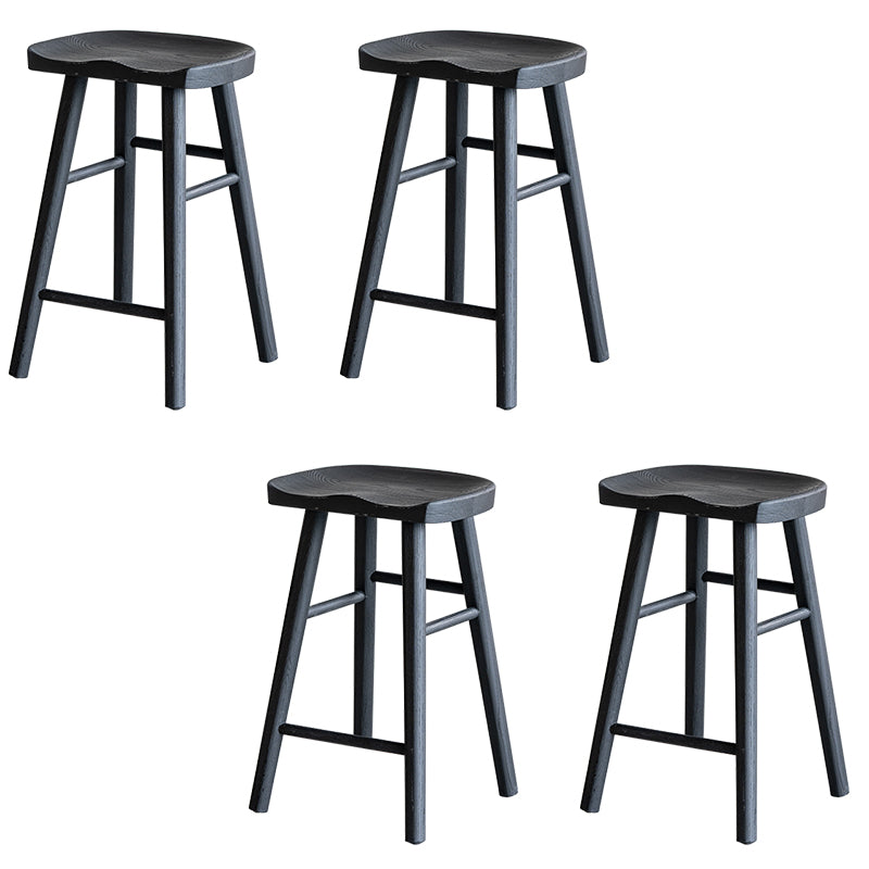 Modern Style Counter Stool Black Solid Wood Bar Stool for Indoor