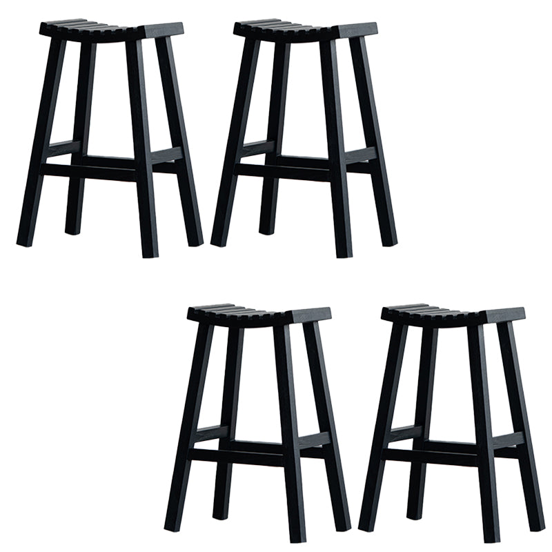 Modern Style Counter Stool Black Solid Wood Bar Stool for Indoor
