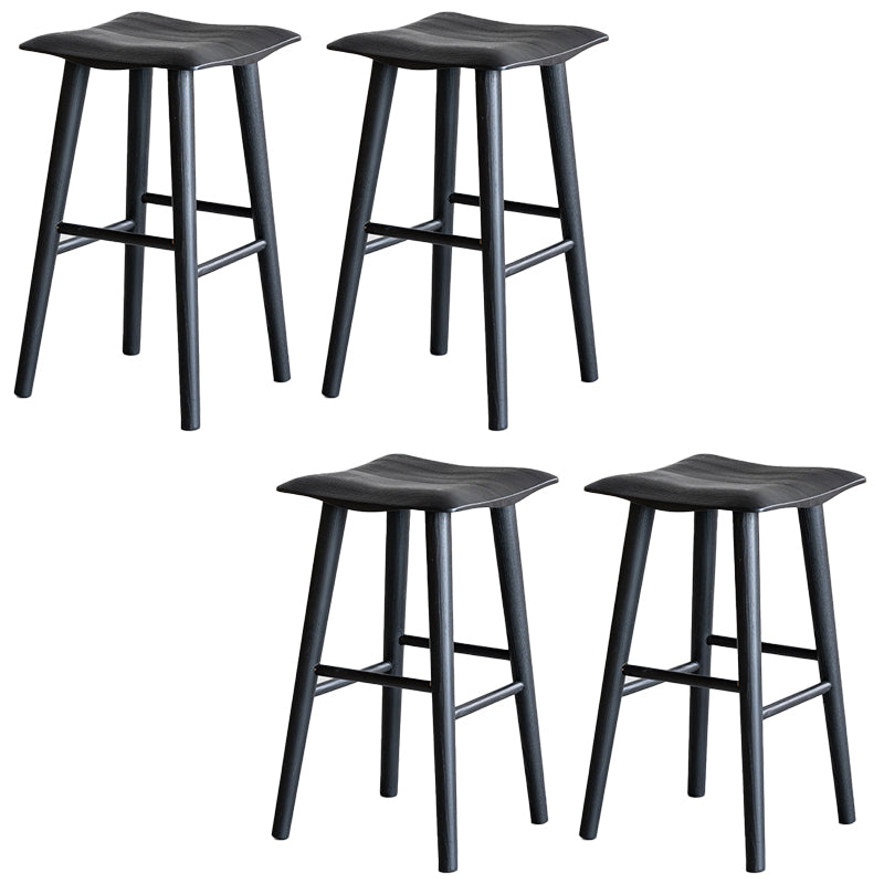 Modern Style Counter Stool Black Solid Wood Bar Stool for Indoor