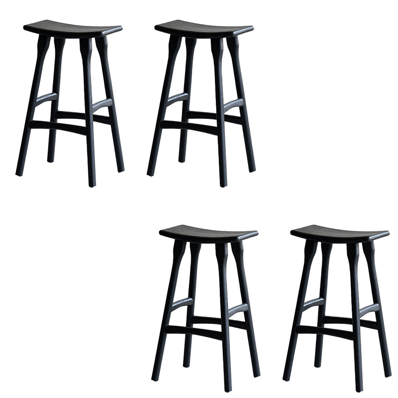Modern Style Counter Stool Black Solid Wood Bar Stool for Indoor