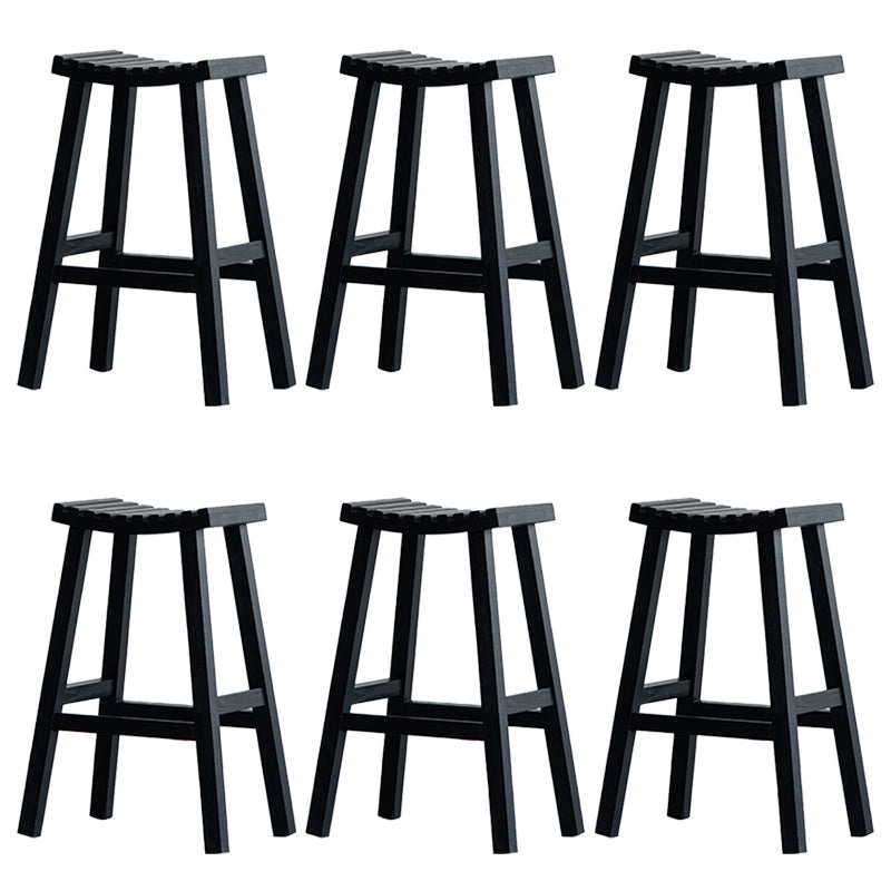 Modern Style Counter Stool Black Solid Wood Bar Stool for Indoor