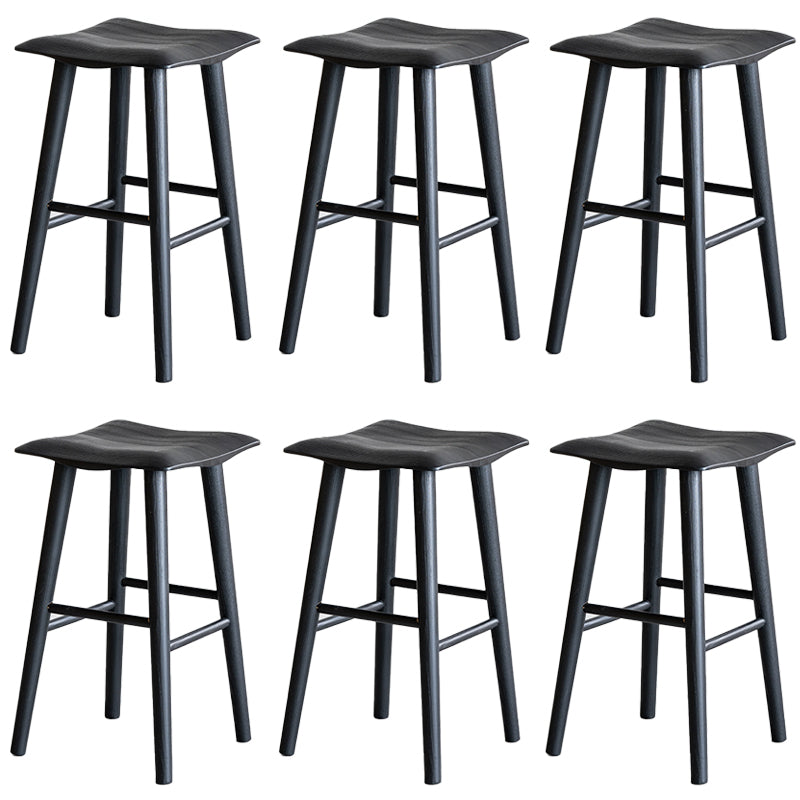 Modern Style Counter Stool Black Solid Wood Bar Stool for Indoor