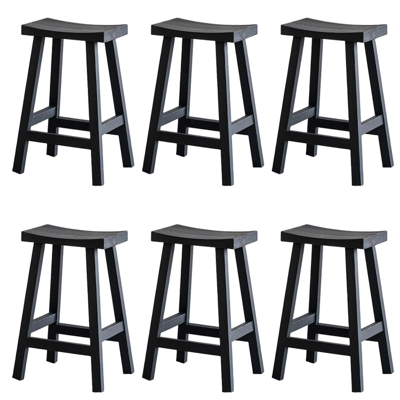 Modern Style Counter Stool Black Solid Wood Bar Stool for Indoor