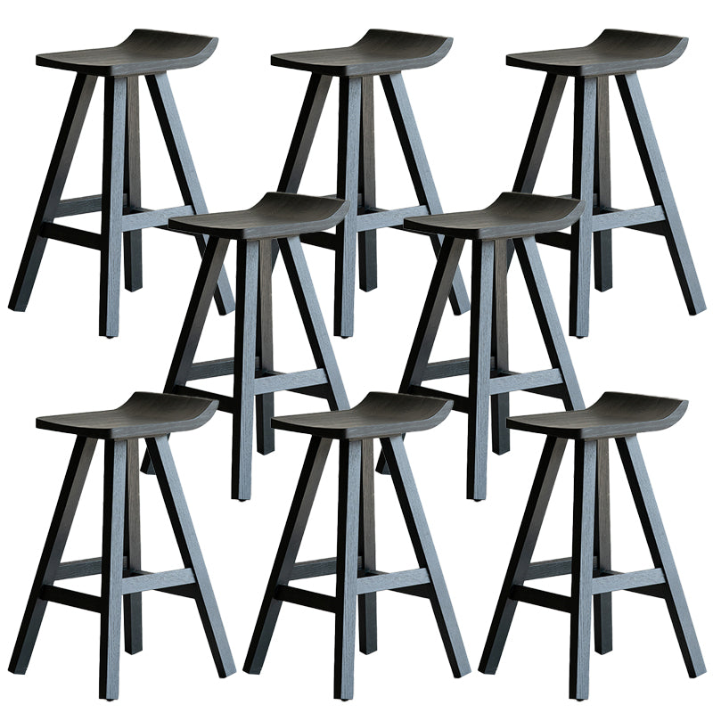 Modern Style Counter Stool Black Solid Wood Bar Stool for Indoor